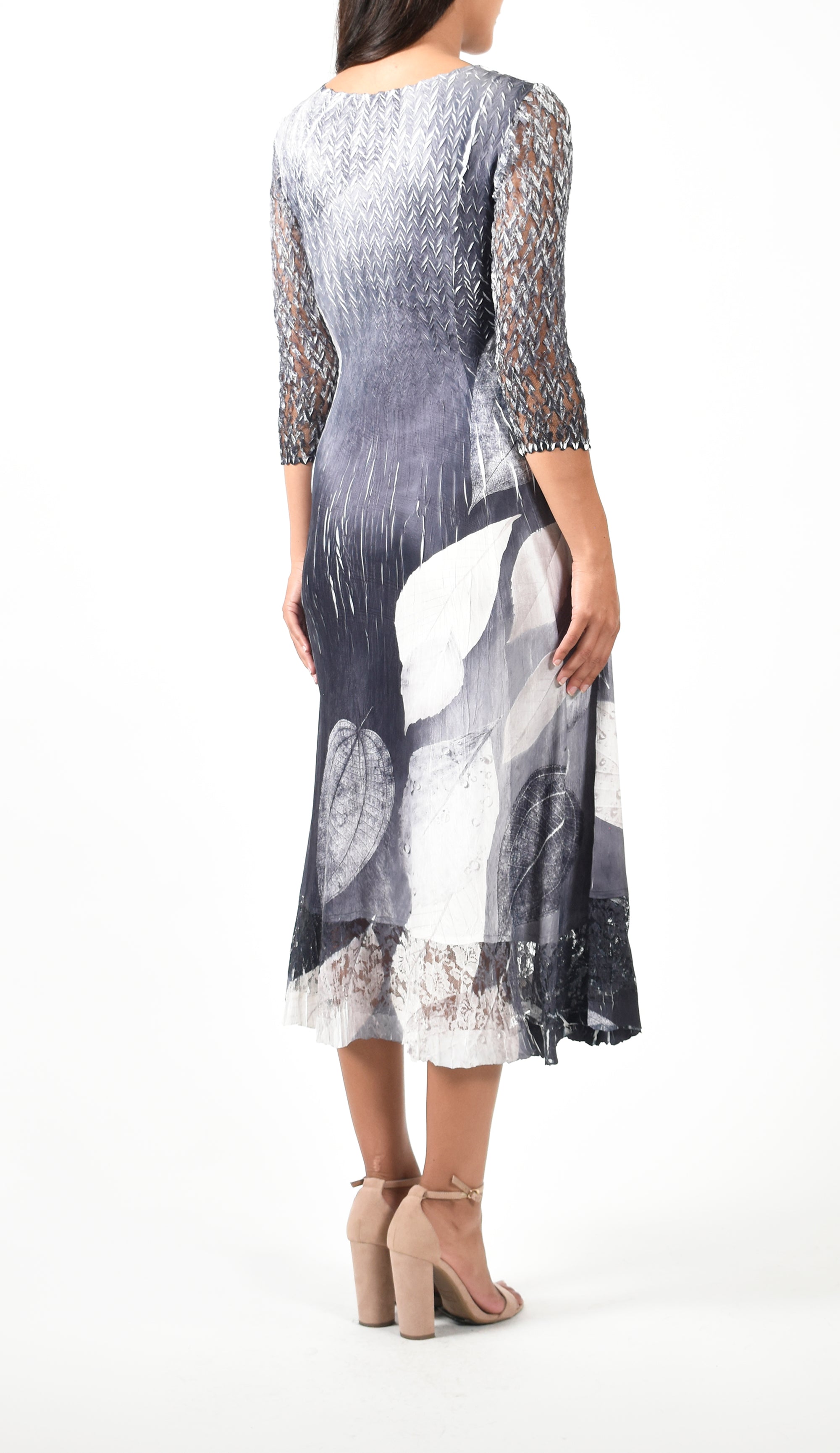 Lace Sleeve Charmuese Dress