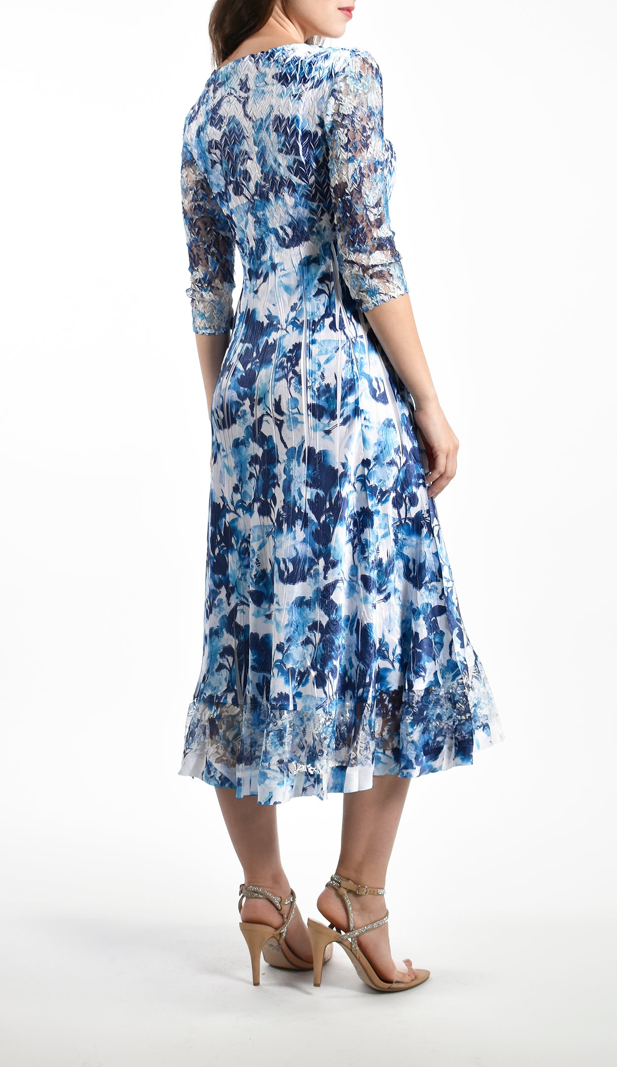 Lace Sleeve Charmeuse Dress