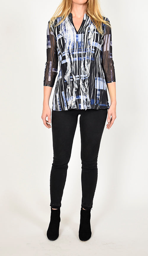 Lace Up Back Button Front Blouse