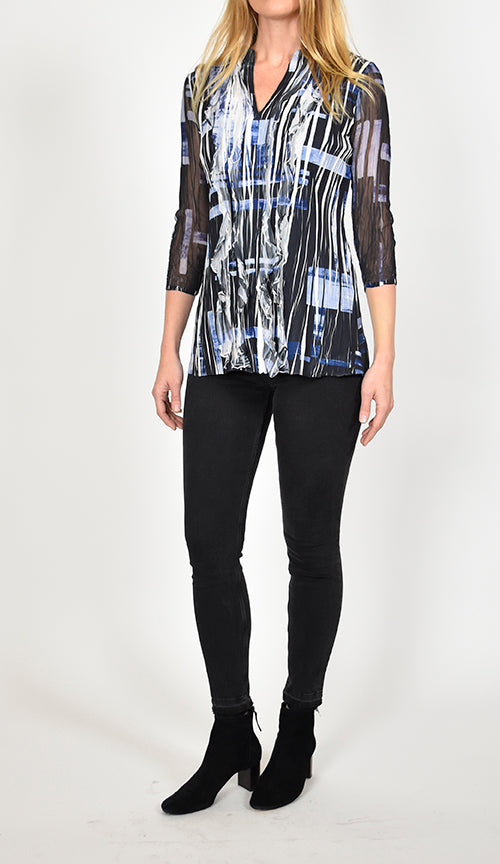 Lace Up Back Button Front Blouse