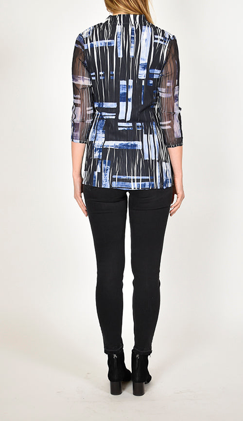 Lace Up Back Button Front Blouse