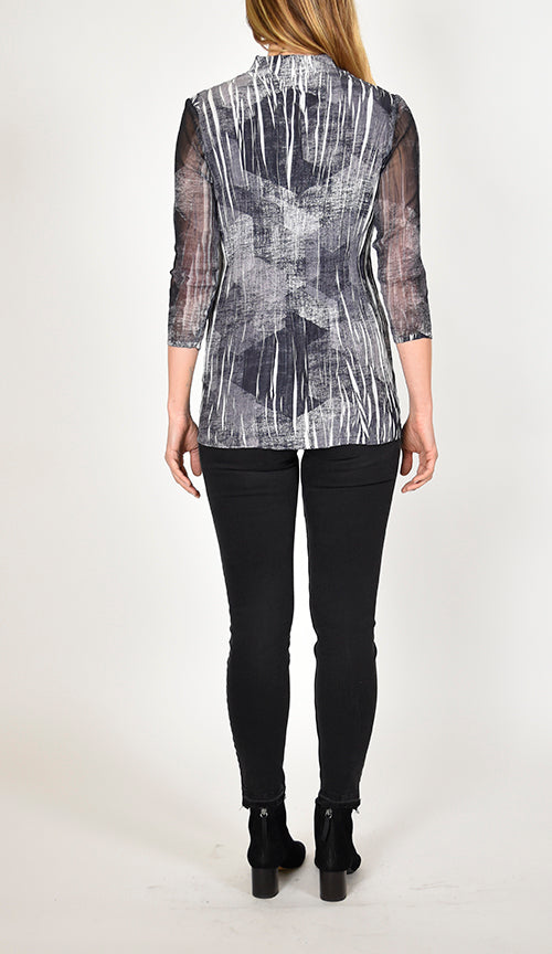 Ruffle Front Detail Chiffon Sleeve Top