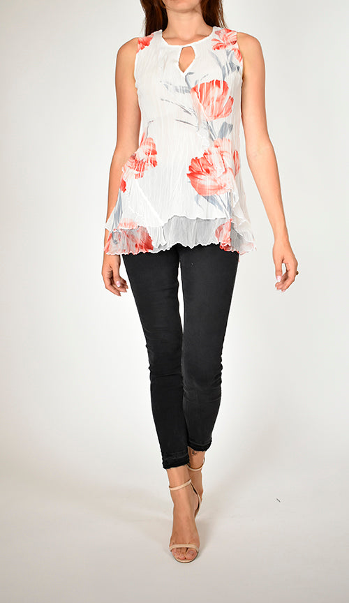 Key Hole Ruffle Tank