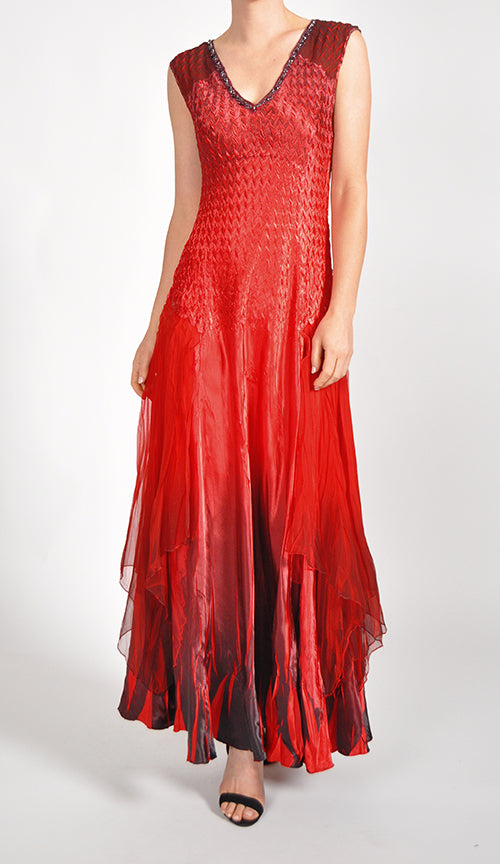 Long Charmeuse Tier Dress