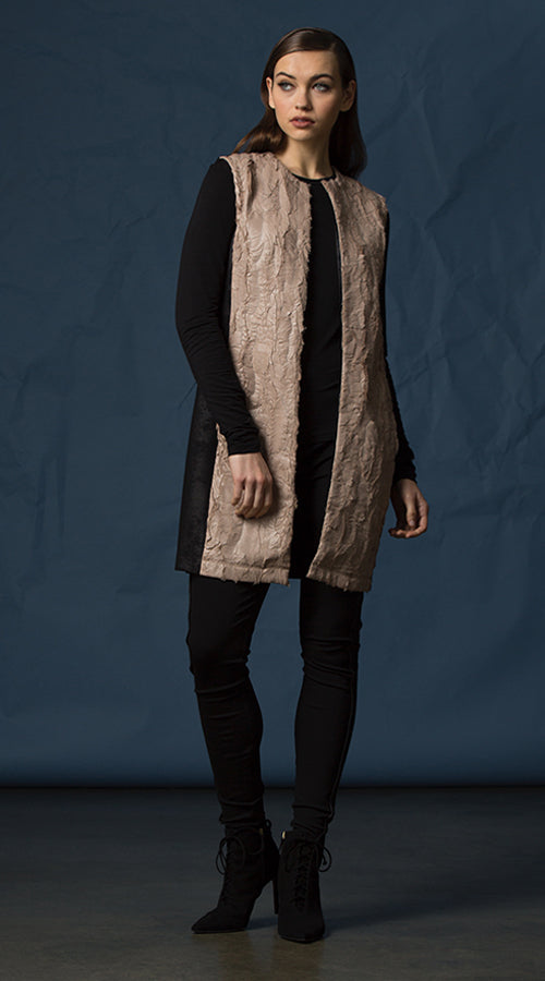 Coated Faux Fur Vest